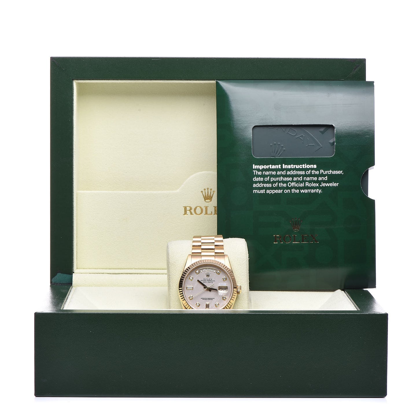 18K Yellow Gold Diamond Meteorite 36mm Oyster Perpetual Day-Date Watch 118238
