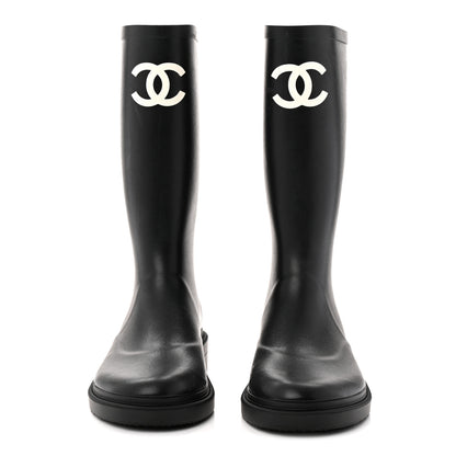 Chanel Caoutchouk CC High Boots 37 Black 2 of 11