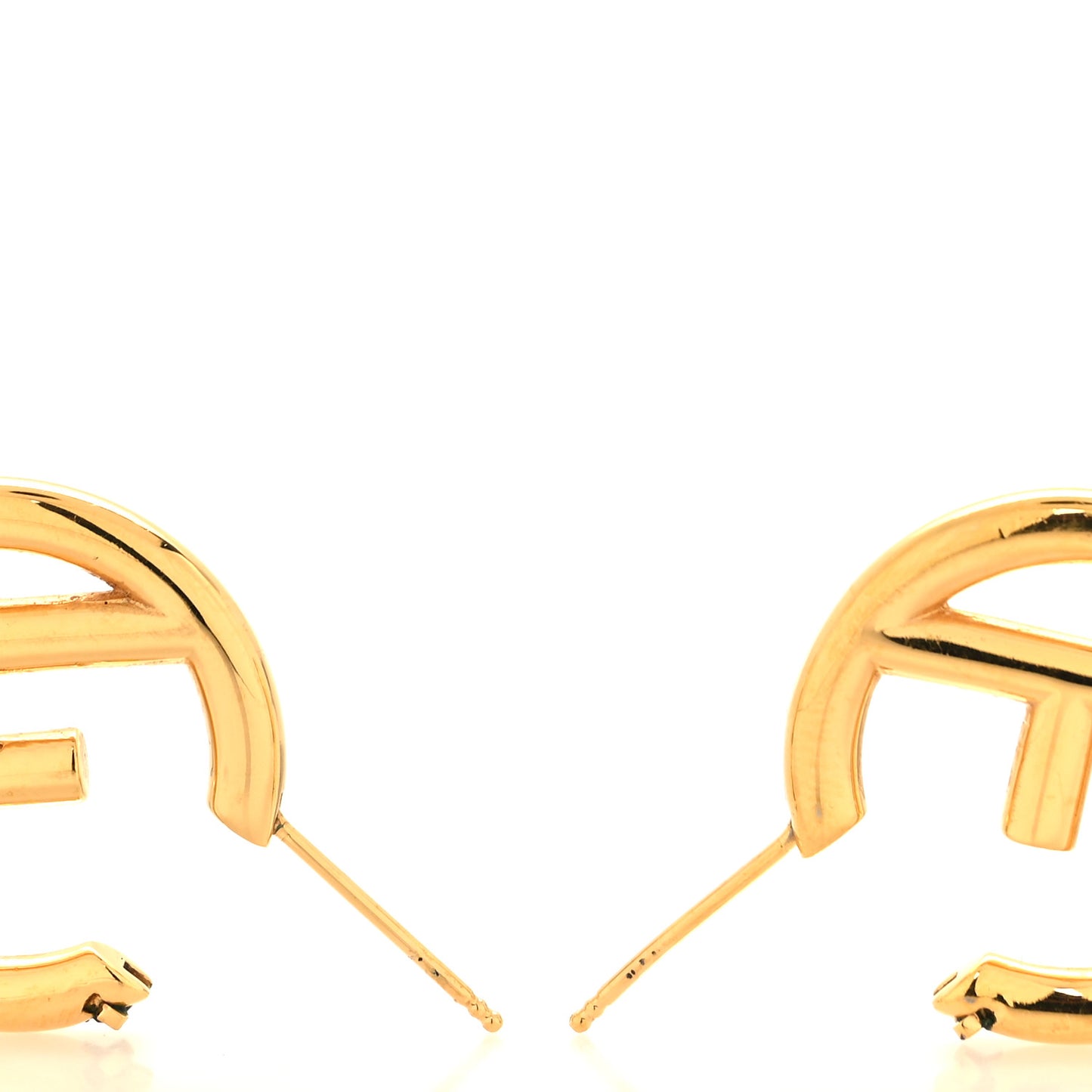 Metal FF Hoop Earrings Gold