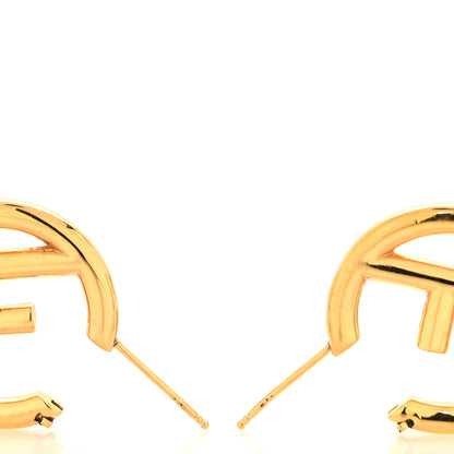 Fendi Metal FF Hoop Earrings Gold 3 of 5