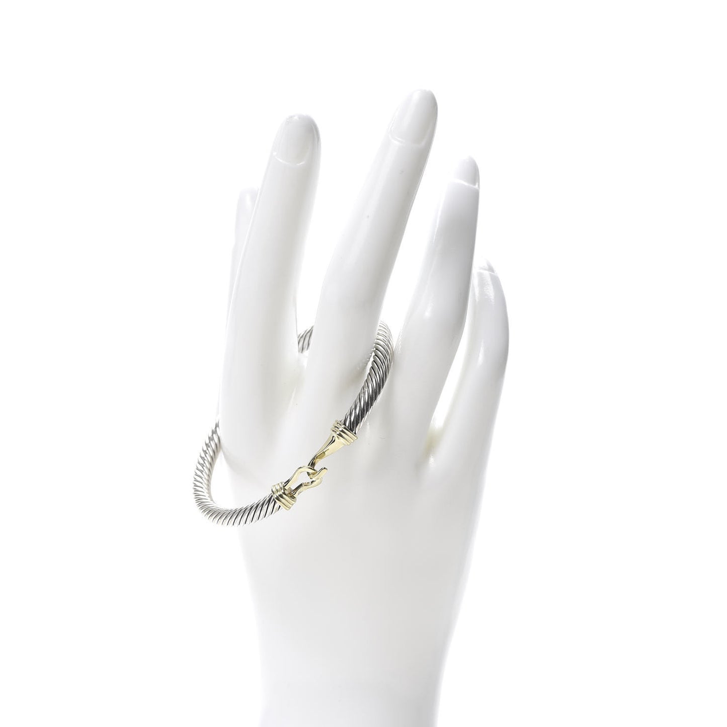 Sterling Silver 14K Yellow Gold 5mm Cable Classic Buckle Bracelet