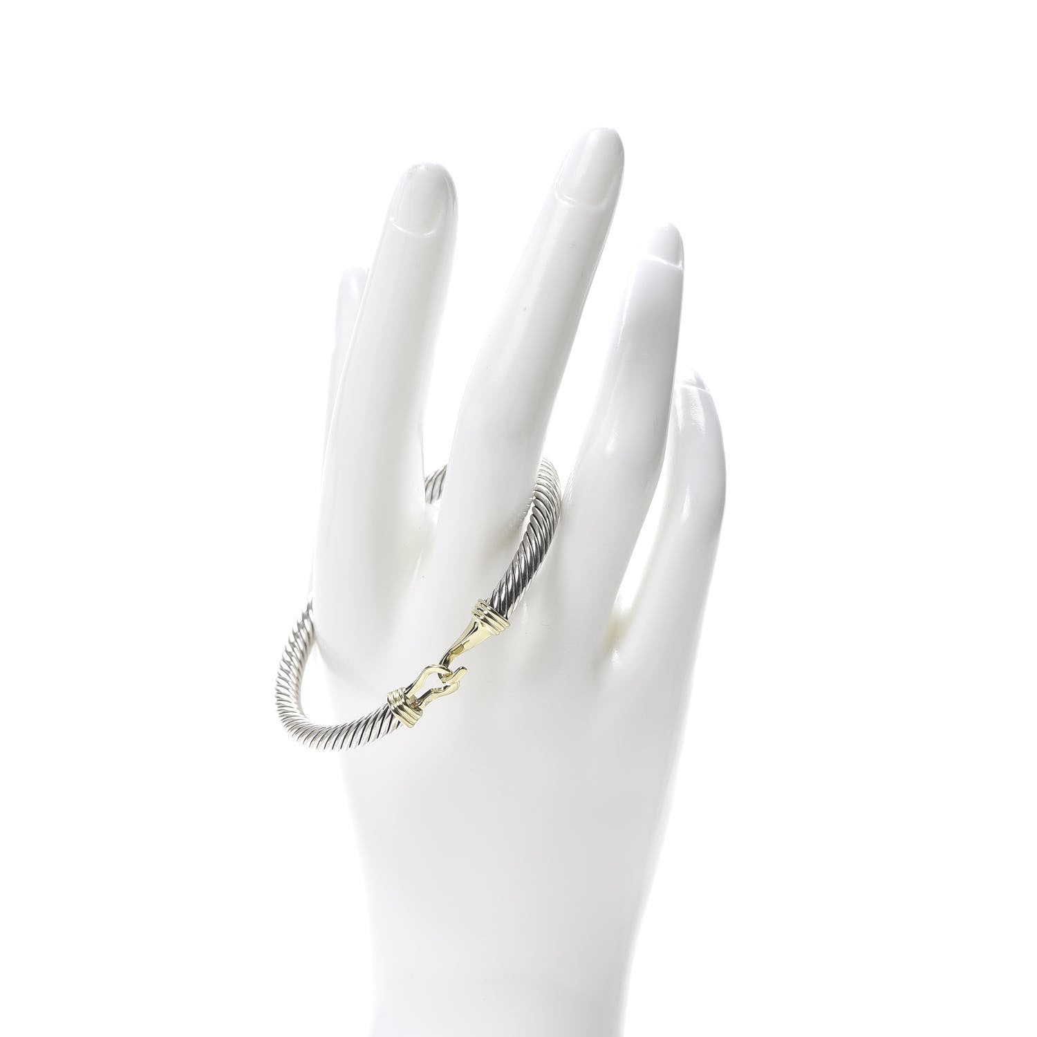 David Yurman Sterling Silver 14K Yellow Gold 5mm Cable Classic Buckle Bracelet 2 of 4