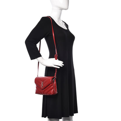 Saint Laurent Calfskin Y Quilted Monogram Toy Loulou Crossbody Bag Red 2 of 12