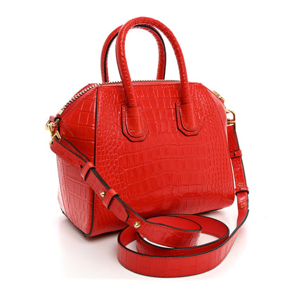 Givenchy Calfskin Crocodile Embossed Mini Antigona Red 3 of 9