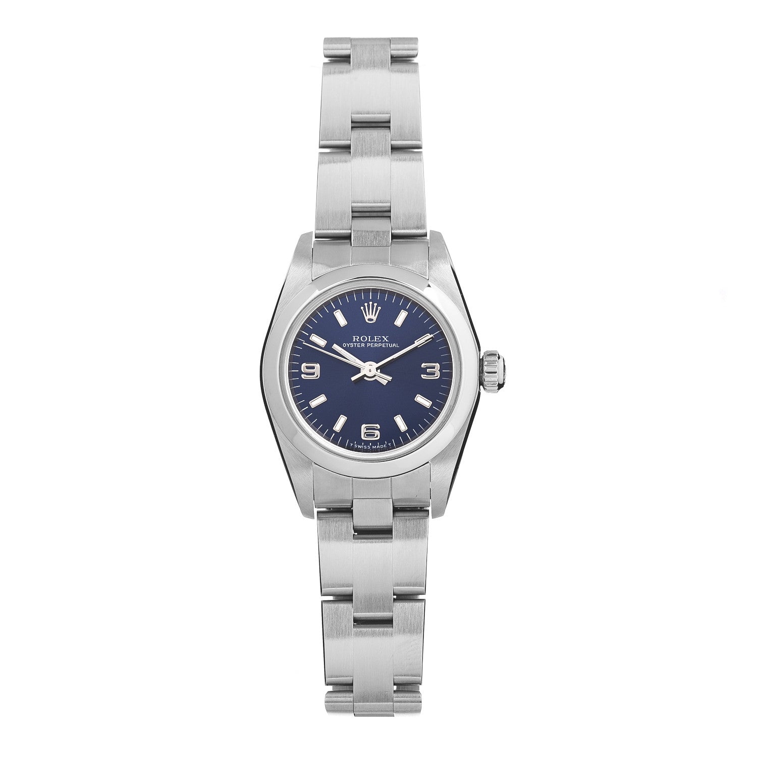 Rolex Stainless Steel 24mm Oyster Perpetual Watch Blue 76080 1 of 4