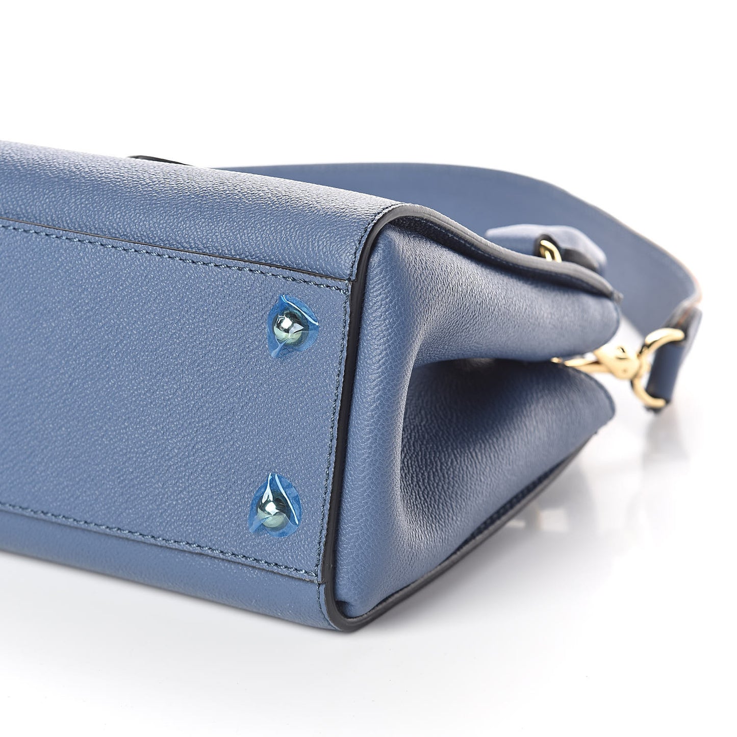 Soft Grain Calfskin Small Buckle Tote Steel Blue
