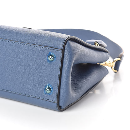 Burberry Soft Grain Calfskin Small Buckle Tote Steel Blue 9 of 9