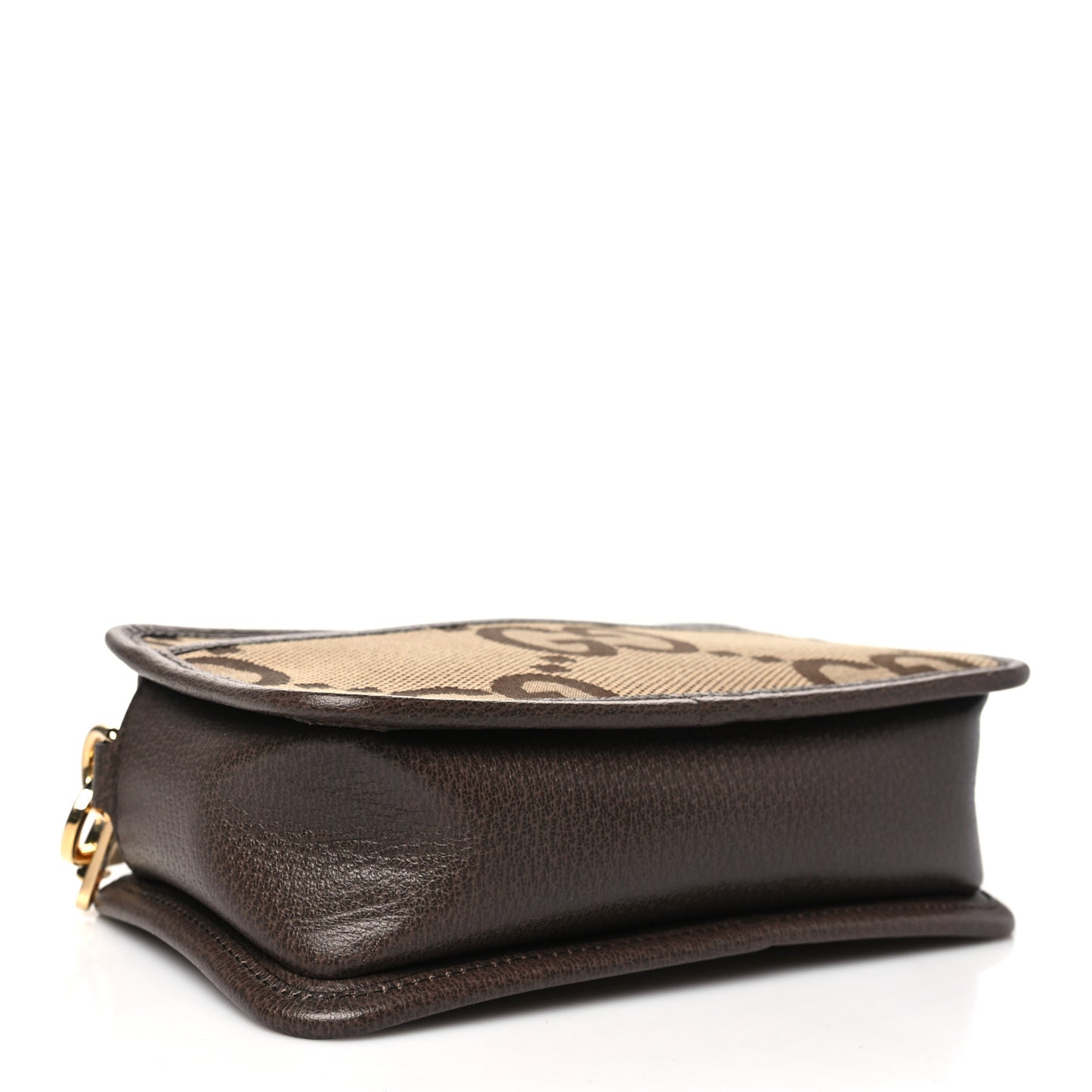 Monogram Jumbo GG Textured Dollar Calfskin Web Mini Crossbody Bag Camel Ebony New Acero