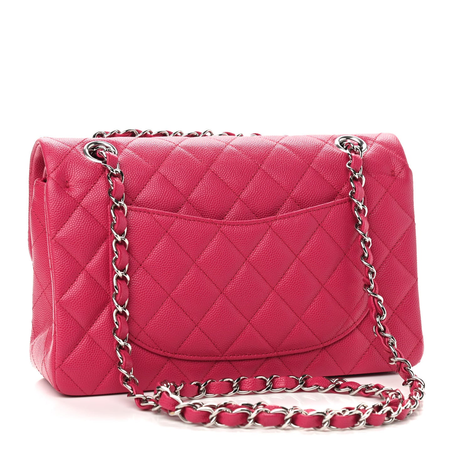Caviar Quilted Small Double Flap Dark Pink