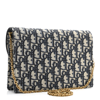 Christian Dior Oblique Saddle Chain Pouch Blue 2 of 9