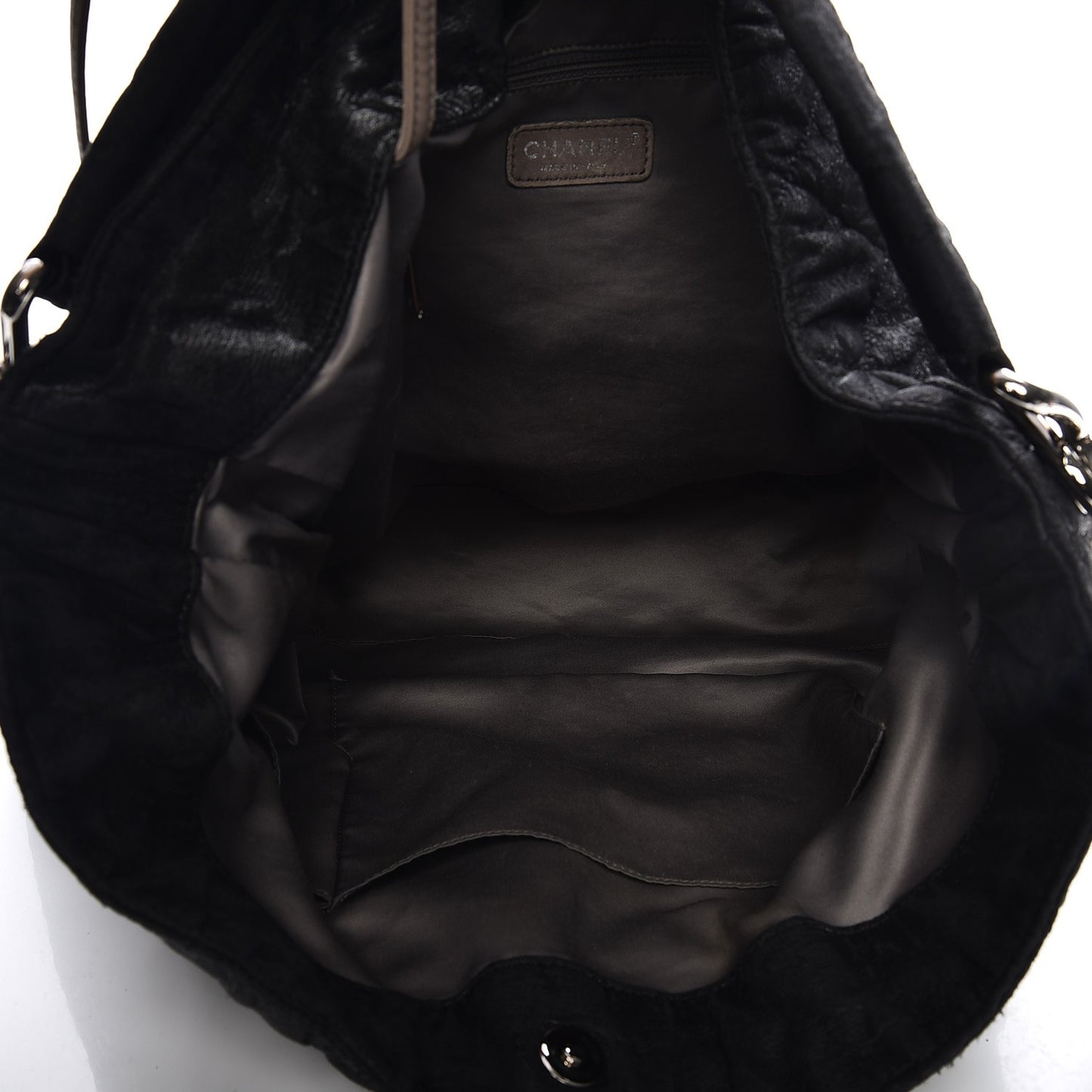 Crinkled Coated Canvas Le Marais Hobo Black