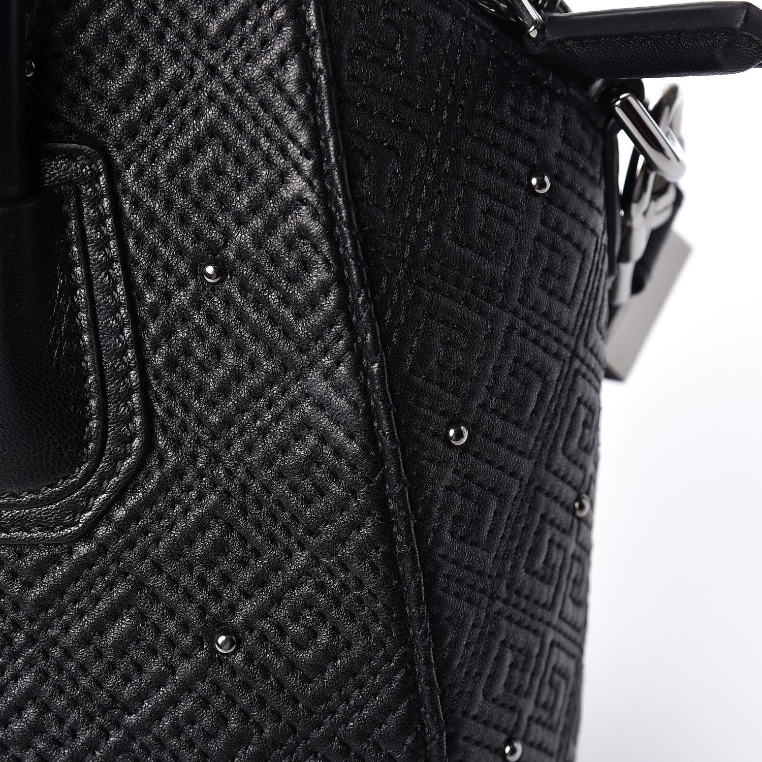 Givenchy Lambskin Logo Embossed Small Studded Antigona Black 10 of 18
