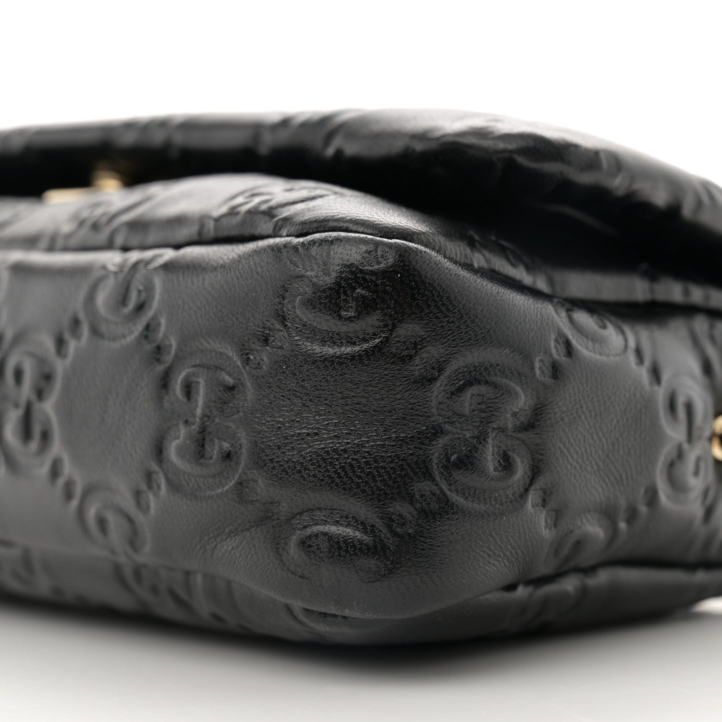 Lambskin Embossed Mini GG Milano Top Handle Shoulder Bag Black