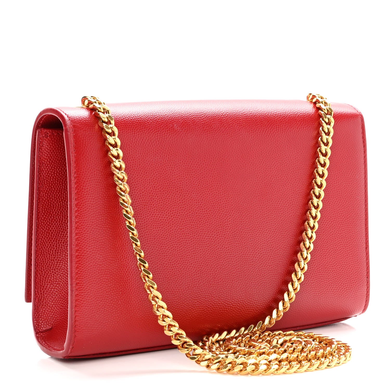Saint Laurent Grain De Poudre Small Monogram Kate Satchel Red 3 of 10