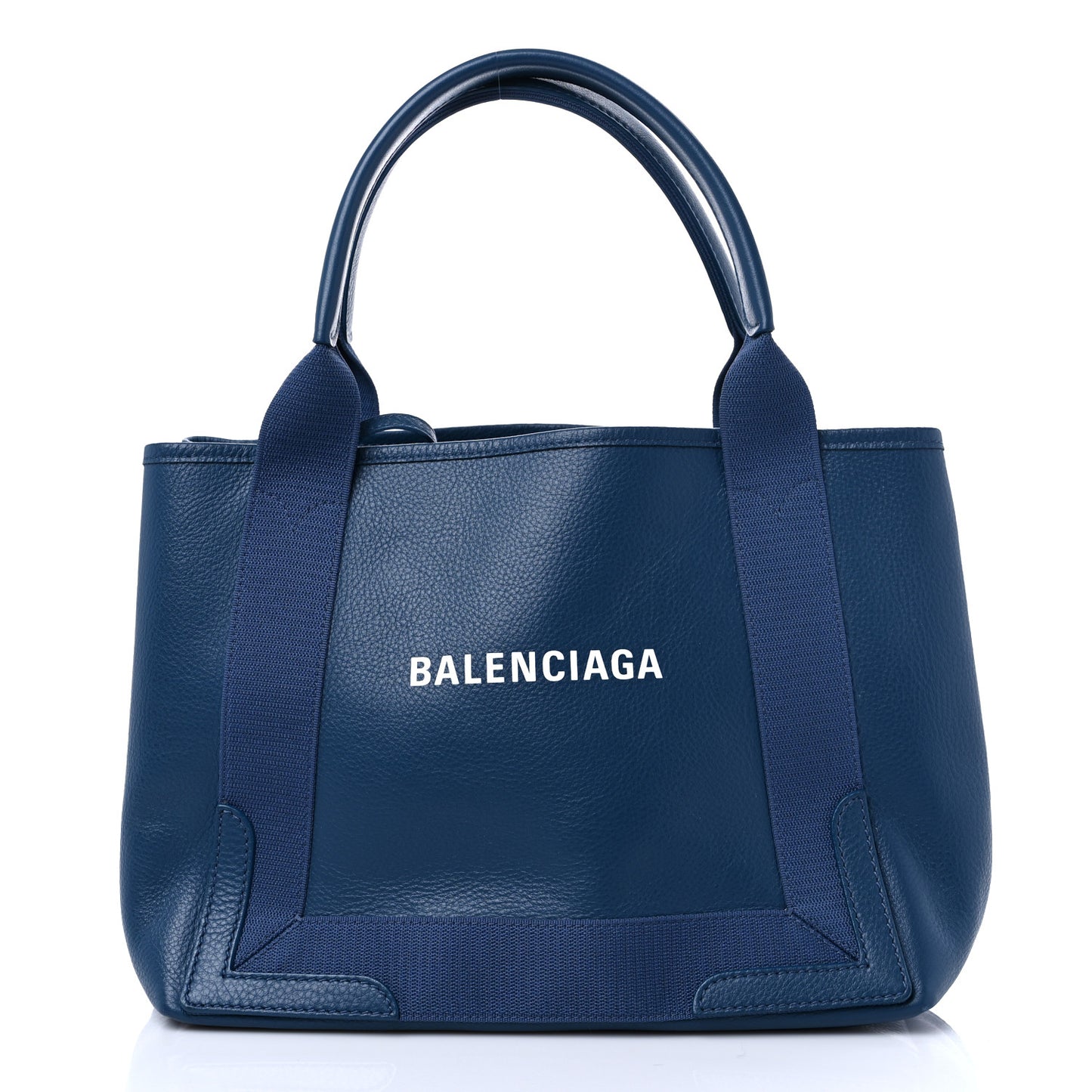 Calfskin S Navy Cabas Petrol Blue White
