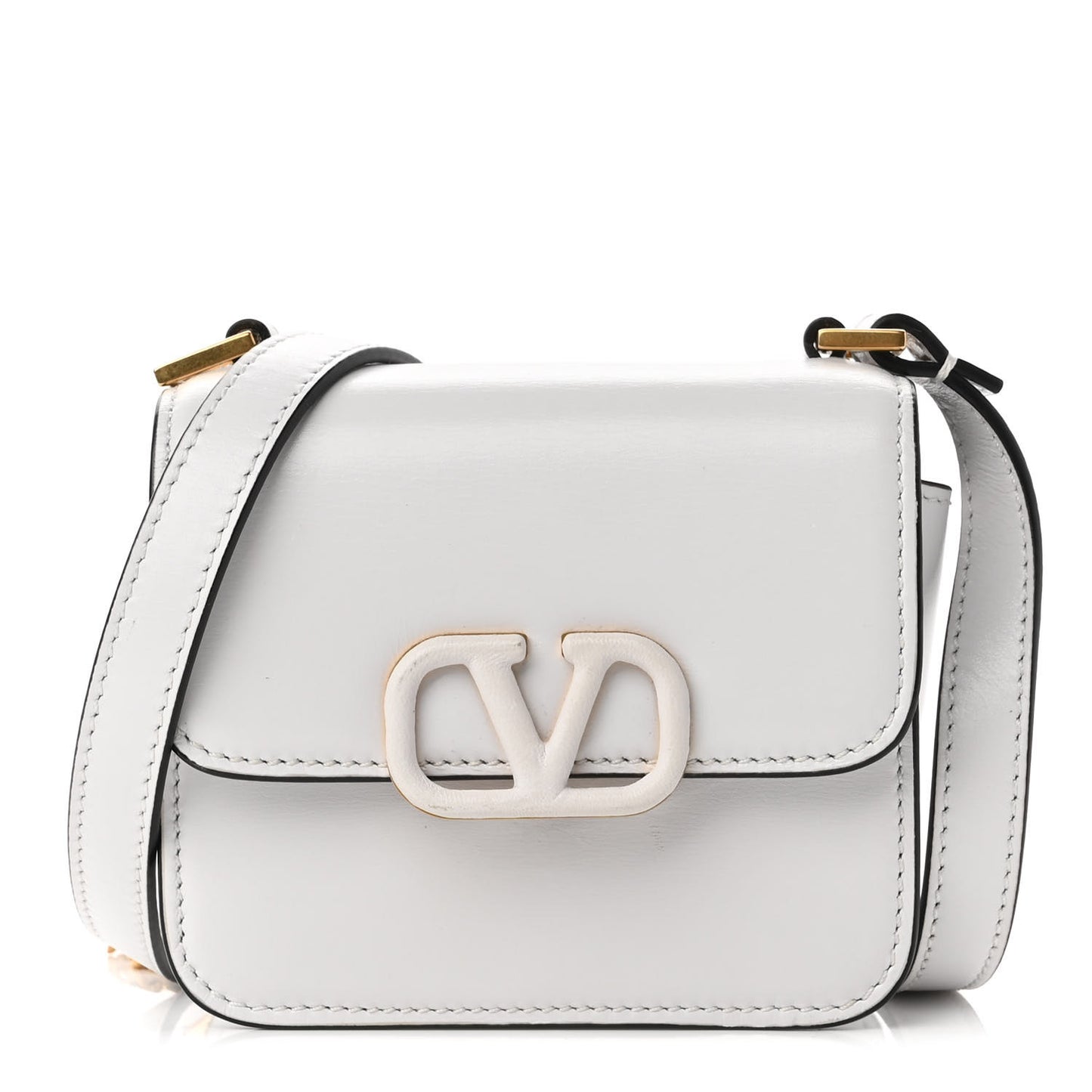Smooth Calfskin Micro VSling Shoulder Bag White