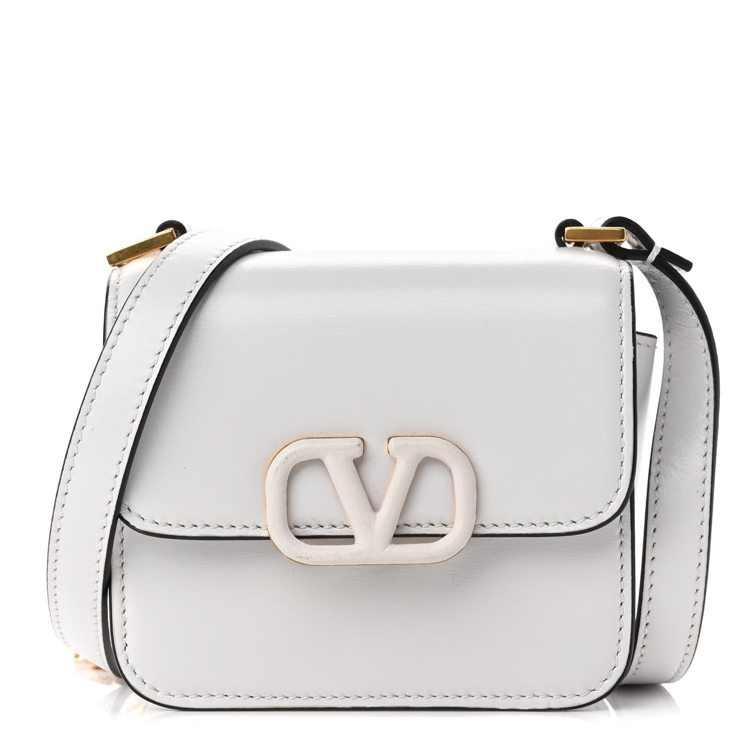 Valentino Garavani Smooth Calfskin Micro VSling Shoulder Bag White 1 of 10