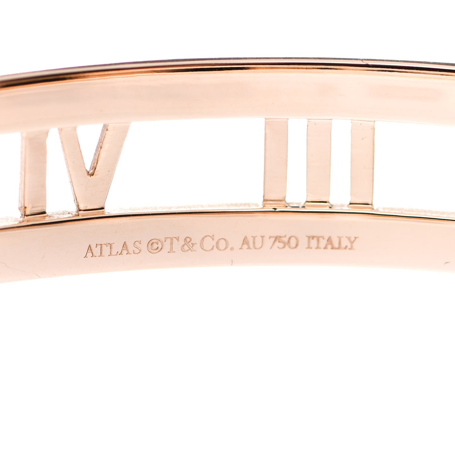 Tiffany 18K Rose Gold Diamond Atlas Open Hinged Bangle Bracelet 3 of 4