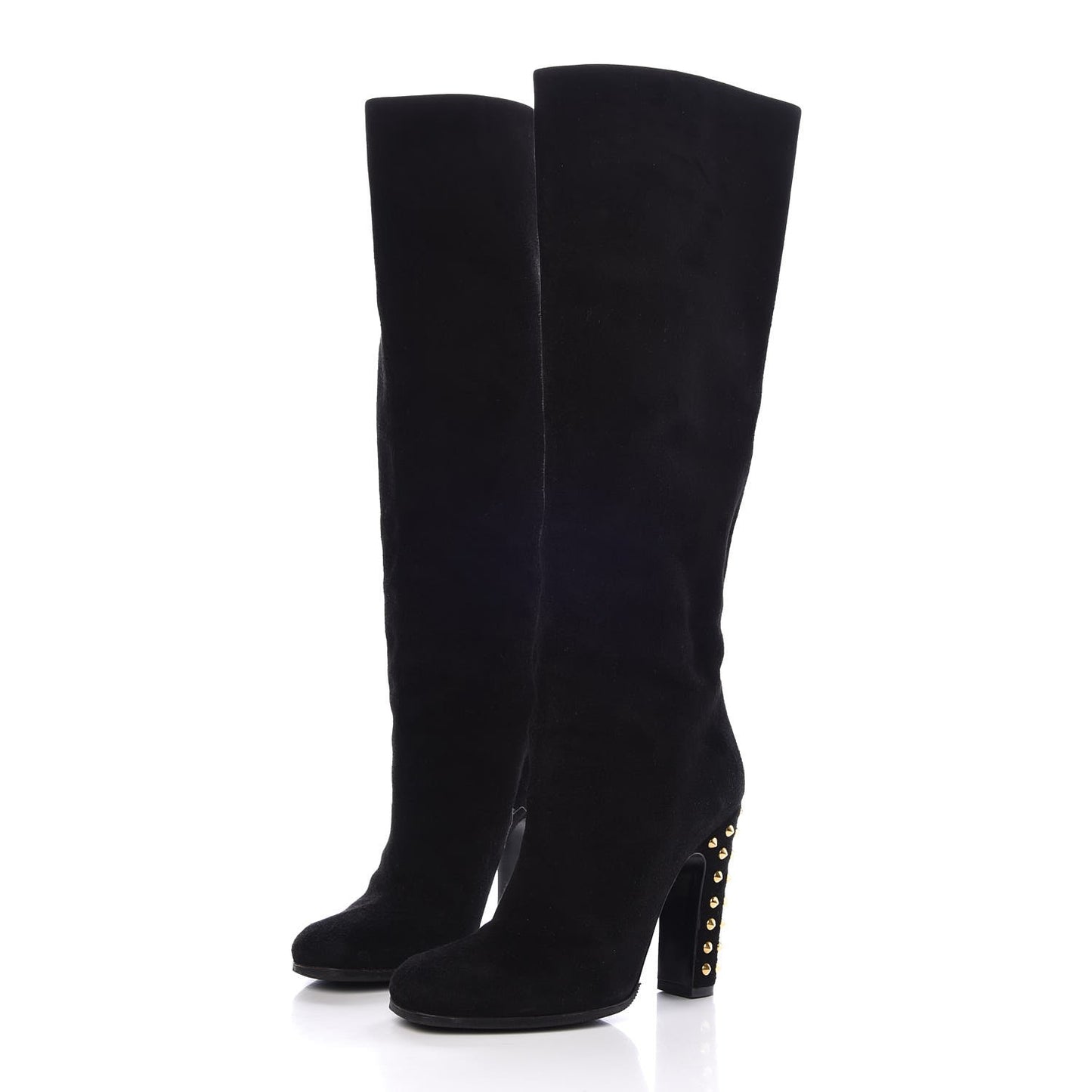 Suede Studded Jacquelyne Knee High Boots 36.5 Black
