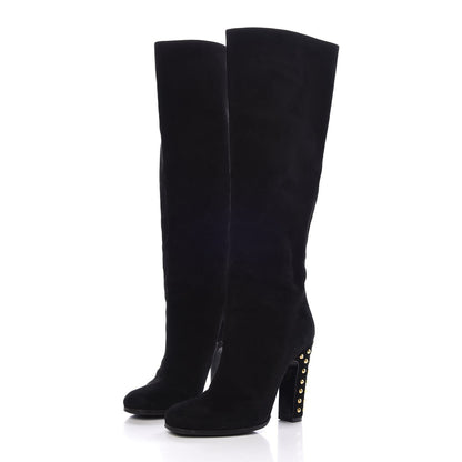 Gucci Suede Studded Jacquelyne Knee High Boots 36.5 Black 3 of 9