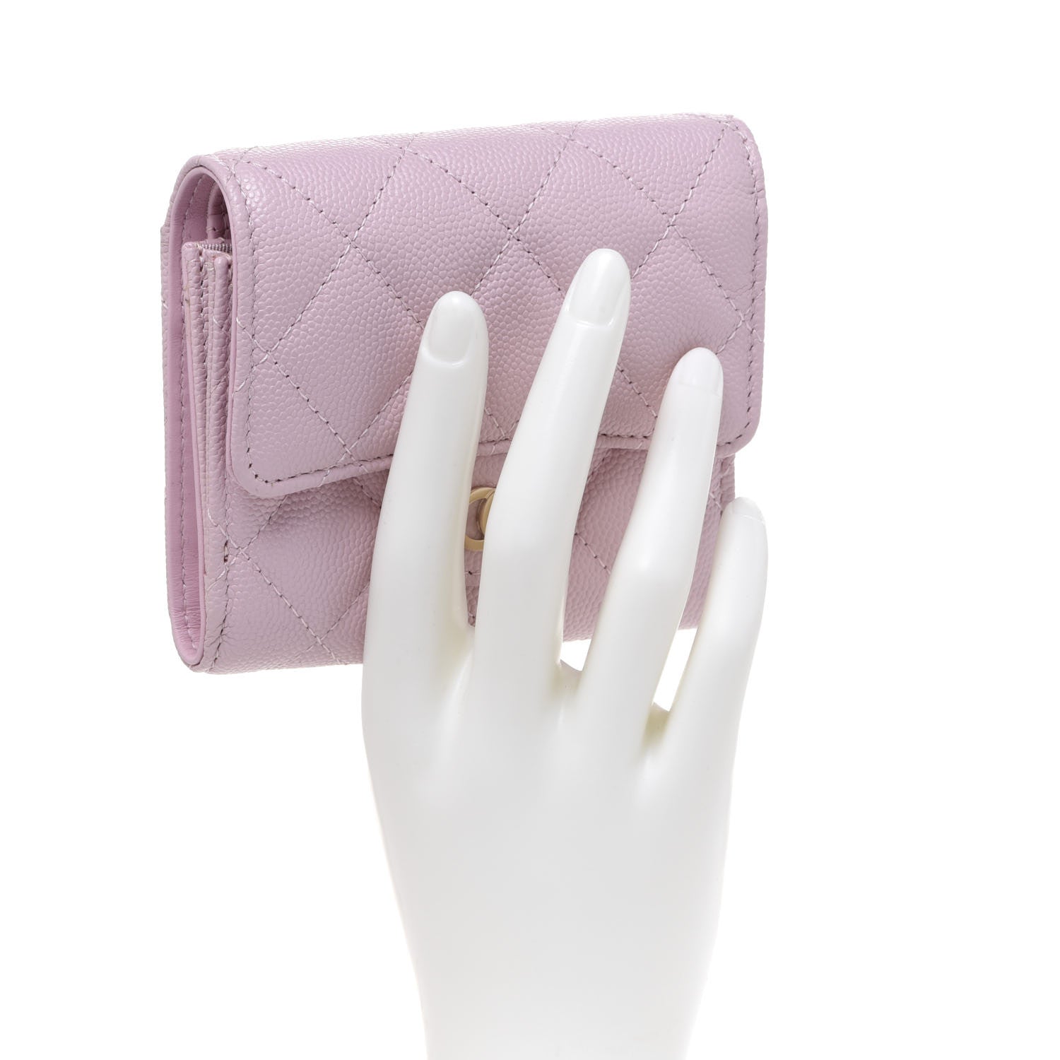 Chanel Caviar Quilted Compact Flap Wallet Light Pink 2 of 9