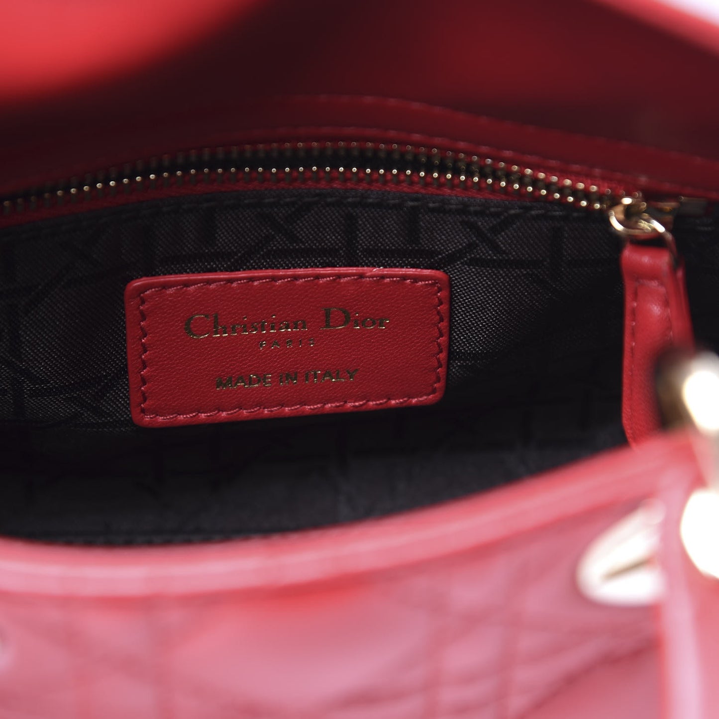 Lambskin Cannage Mini Lady Dior Red