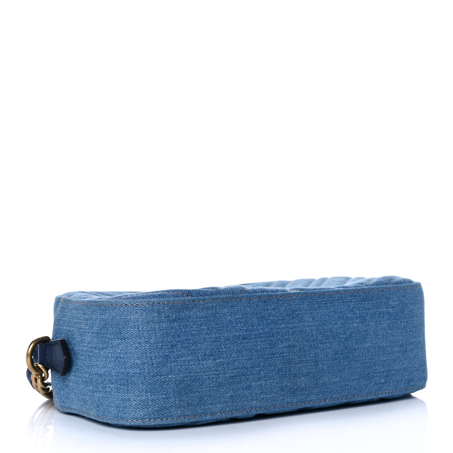 Denim Matelasse Small Pearly GG Marmont Chain Shoulder Bag Blue