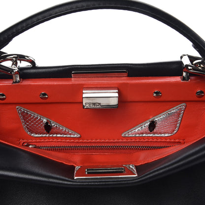Fendi Nappa Karung Monster Eyes Mini Peekaboo Iconic Satchel Black Papavero 12 of 13