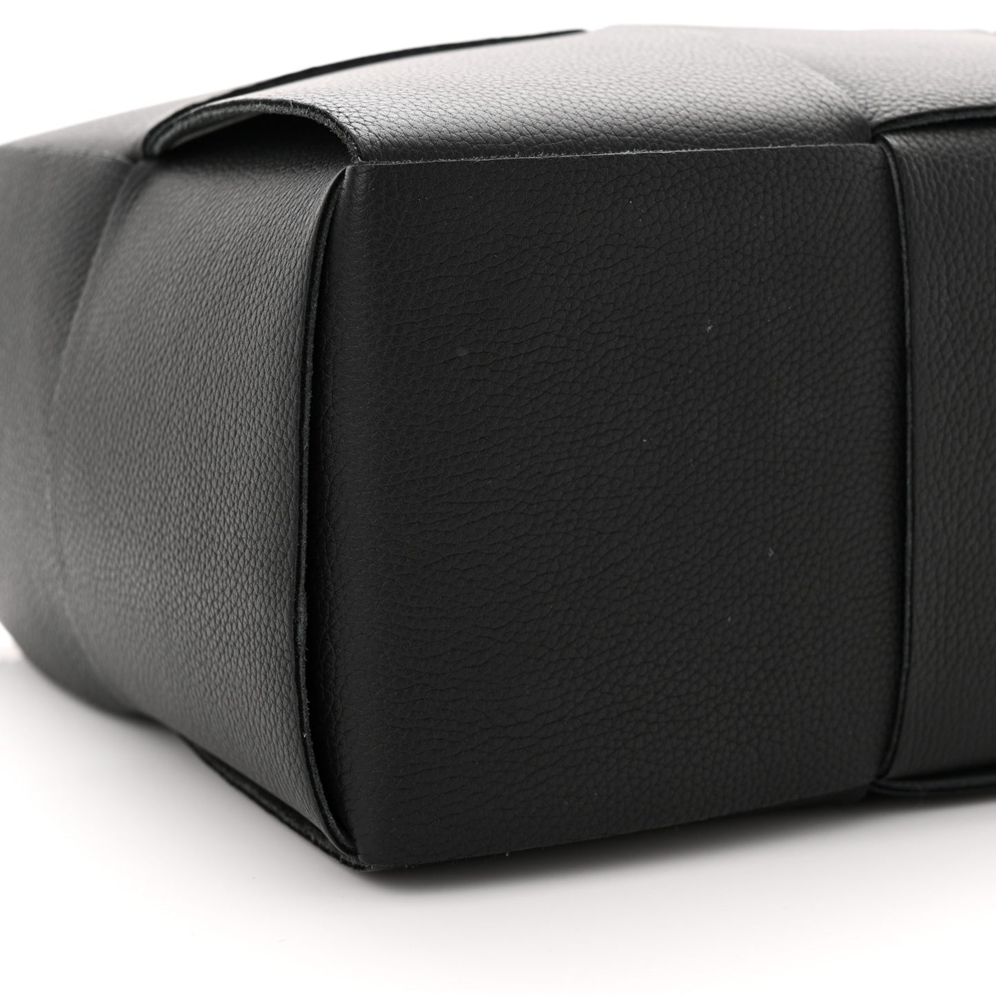Grained Calfskin Intrecciato Small Arco Tote Black