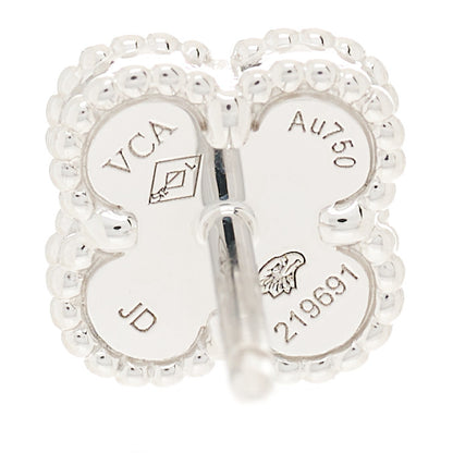 Van Cleef & Arpels 18K White Gold Mother of Pearl Sweet Alhambra Earrings 4 of 5
