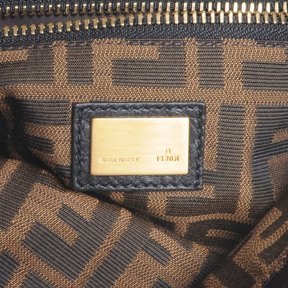 Fendi Goatskin Zucca Large Peekaboo Iconic Satchel Black Tobacco 6 of 9