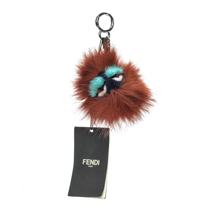 Fendi Fox Mink Rabbit Fur Vitello Dolce Blueminous Monster Bag Bug Charm Rust Turquoise 1 of 5