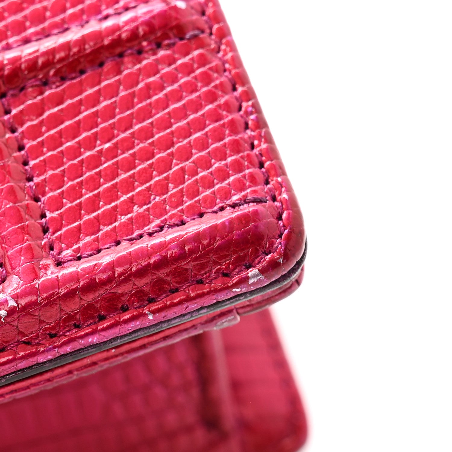 Christian Dior Metallic Lizard Small Diorama Flap Bag Fuchsia 11 of 13