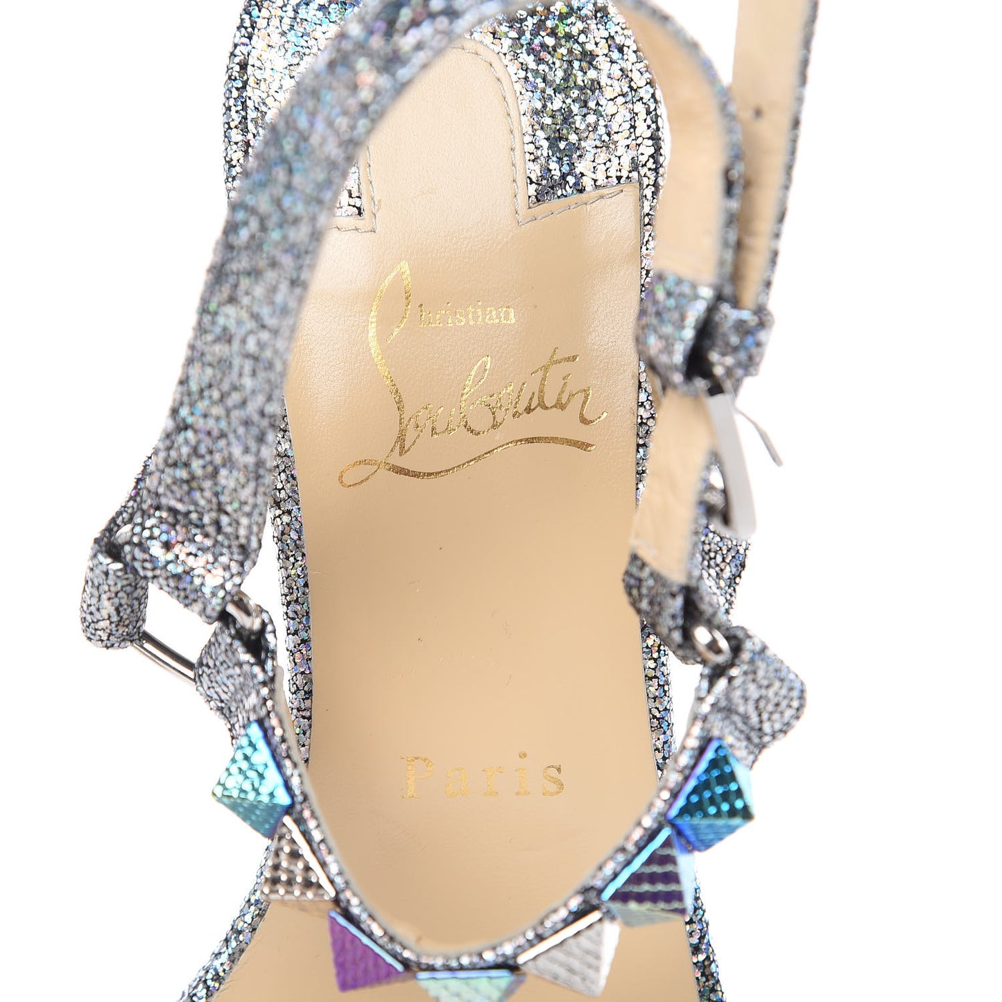 Nappa Mica Pyraclou 110 Wedge Sandals 39 Silver