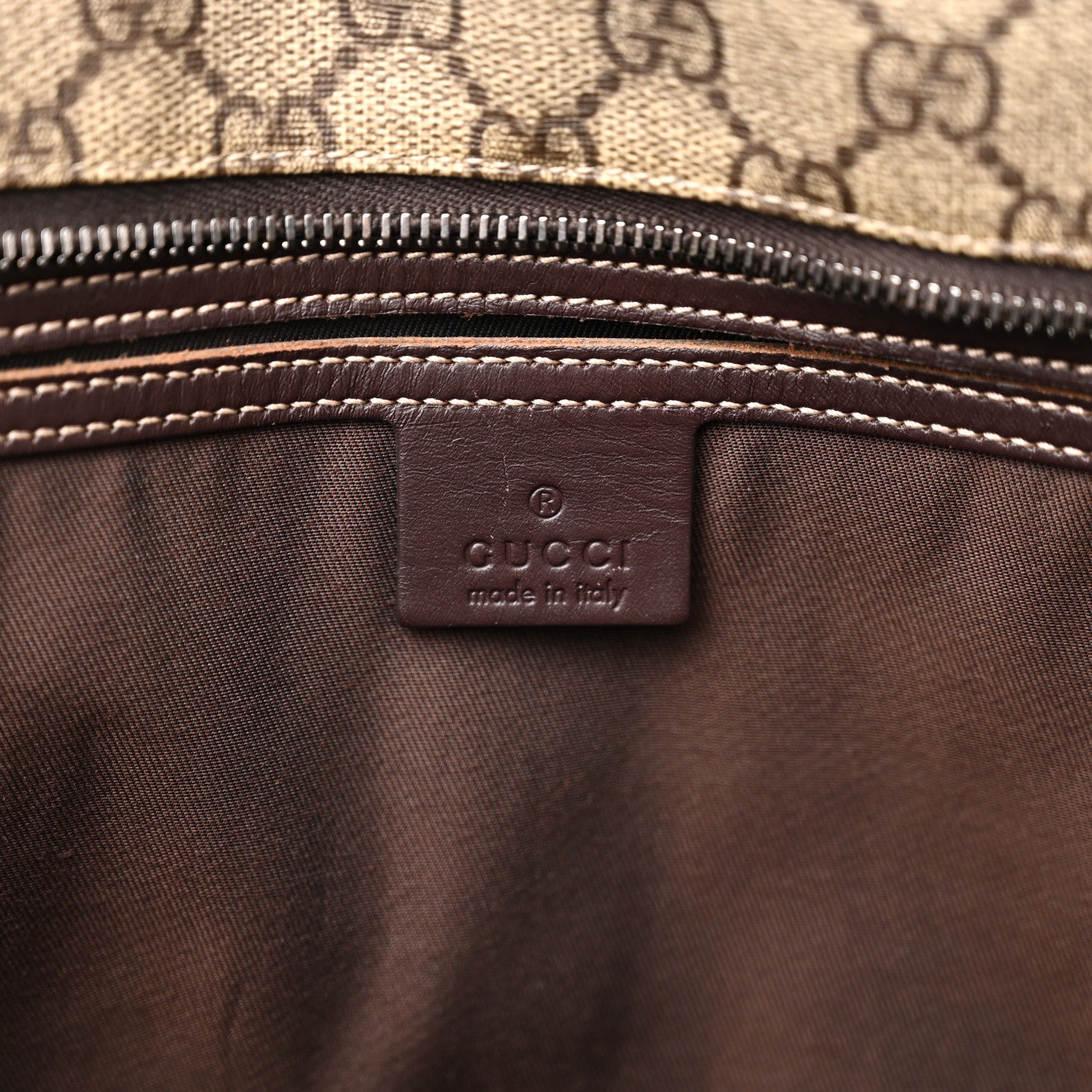 Gucci GG Supreme Monogram Medium Zippered Shopping Tote Dark Brown 6 of 11