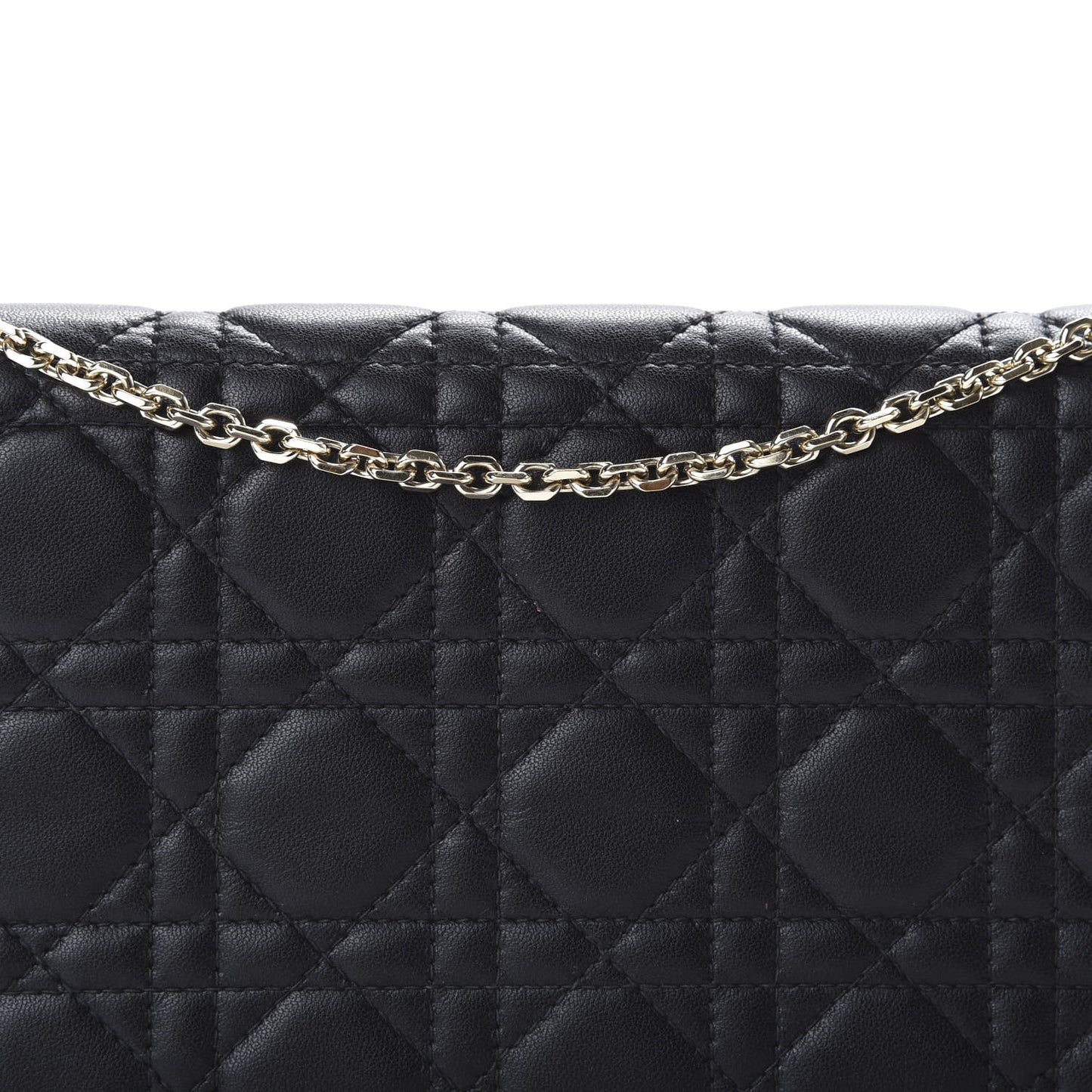Lambskin Cannage Lady Dior Chain Wallet Black