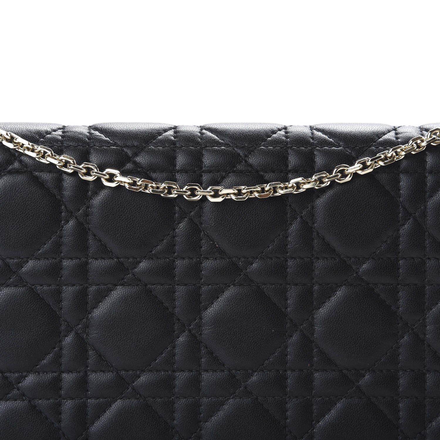 Christian Dior Lambskin Cannage Lady Dior Chain Wallet Black 11 of 13