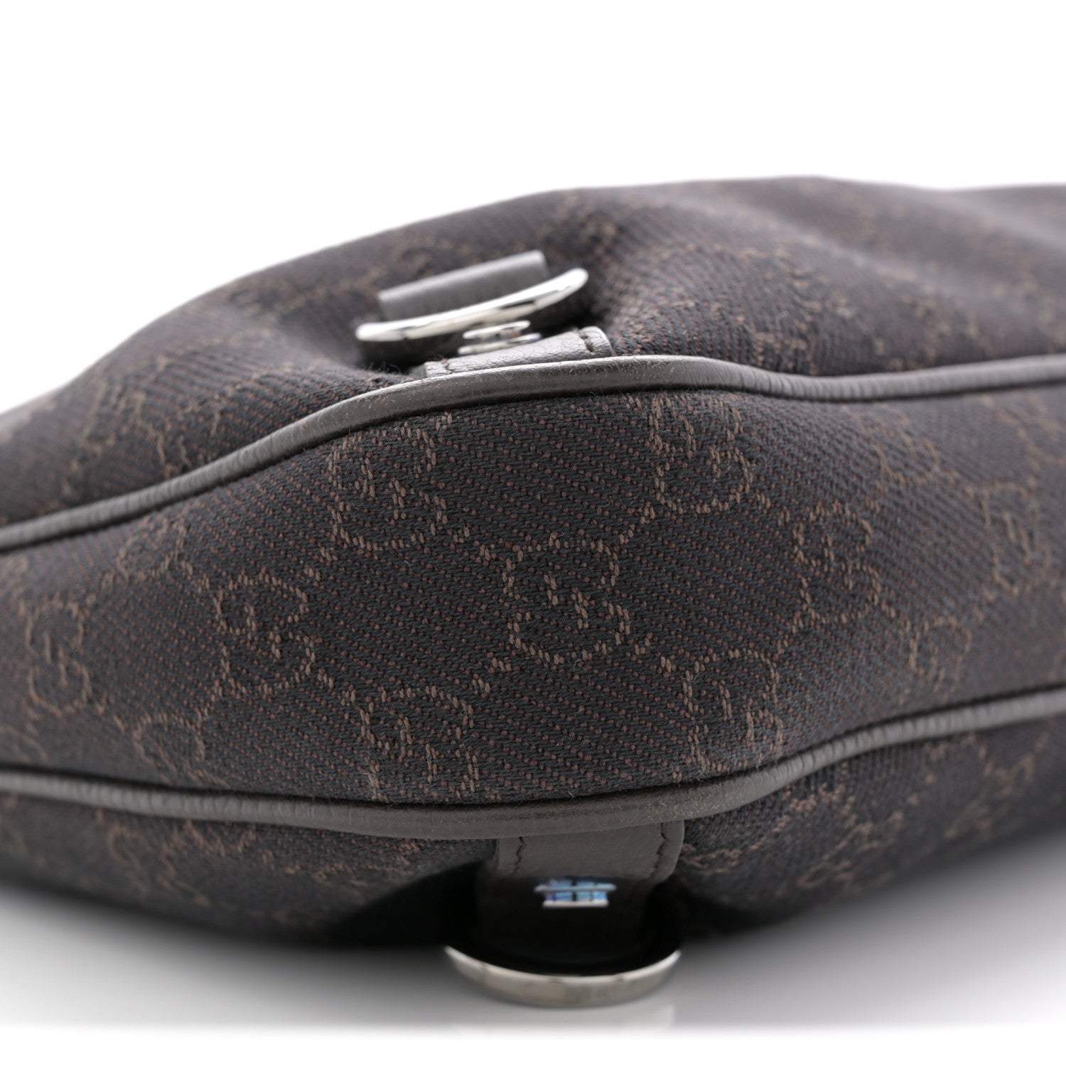 Gucci Denim Monogram Abbey D Ring Hobo Brown 17 of 21