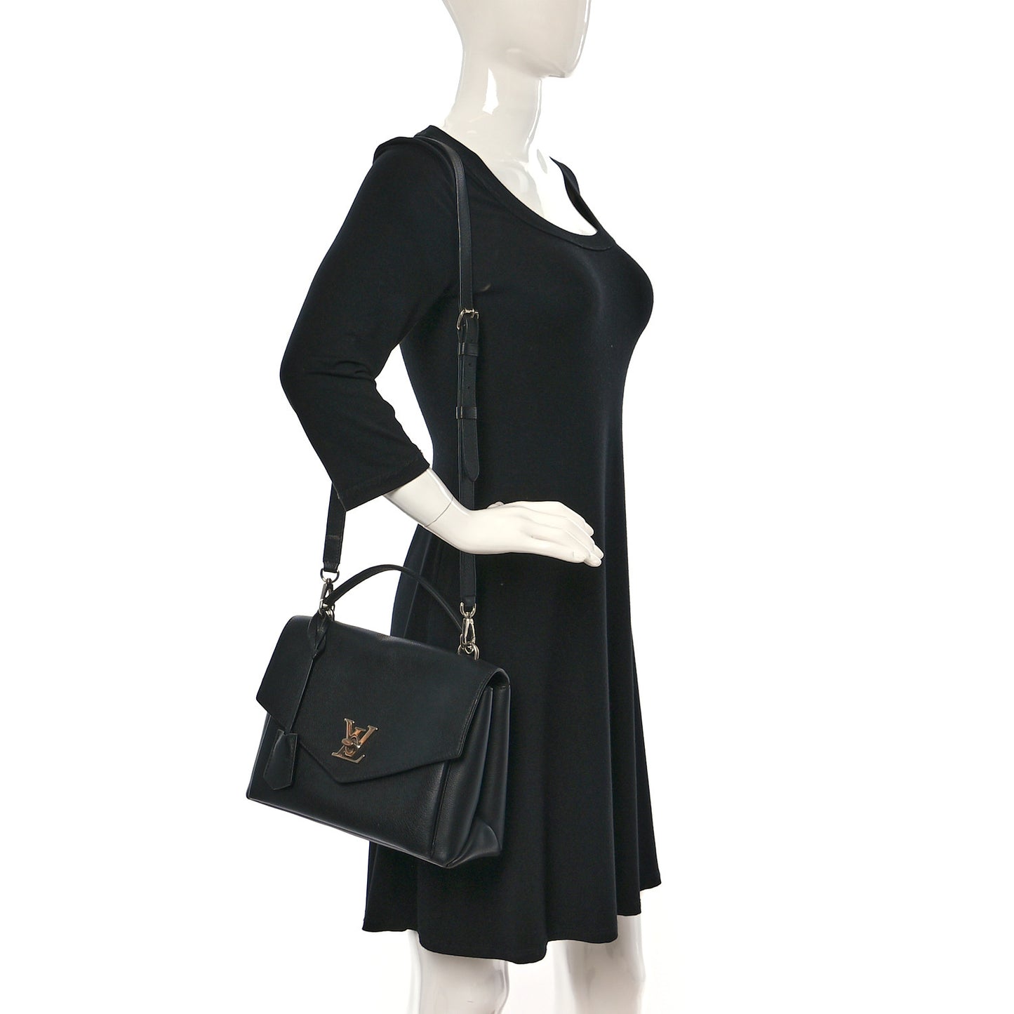 Soft Calfskin My Lockme Top Handle Black