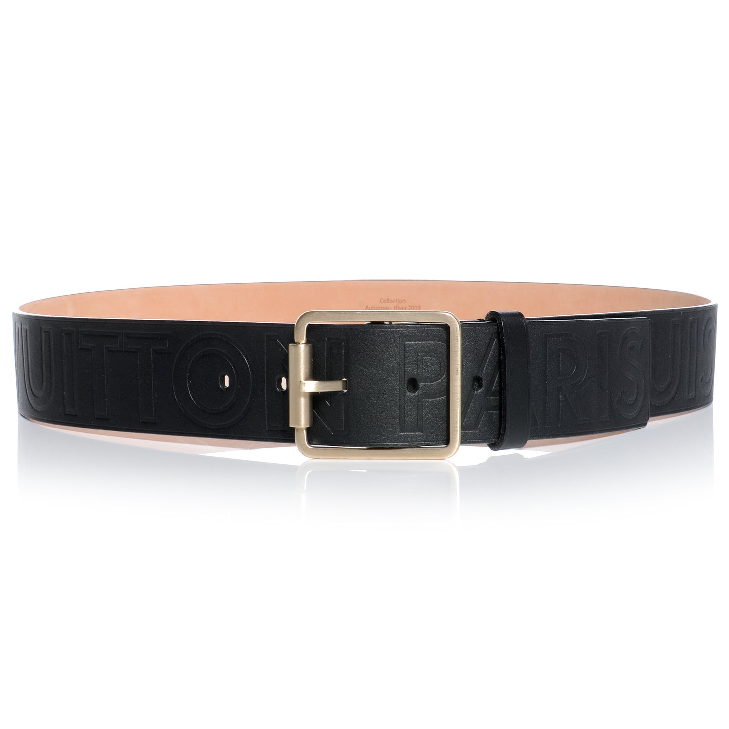 Leather Cube Embosse Belt Black 95 38