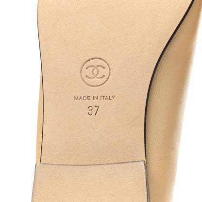 Chanel Lambskin Cap Toe Ballerina Flats 37 Beige Black 6 of 9