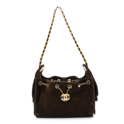 Chanel Suede Quilted Mini Chanel 25 Handbag Dark Brown 1 of 11