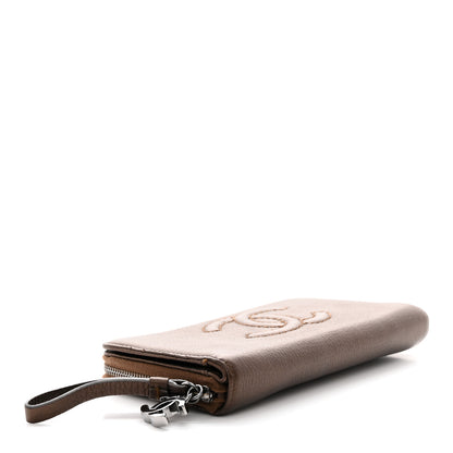 Chanel Metallic Calfskin Large Timeless Zip Around Wallet Brown 4 of 9