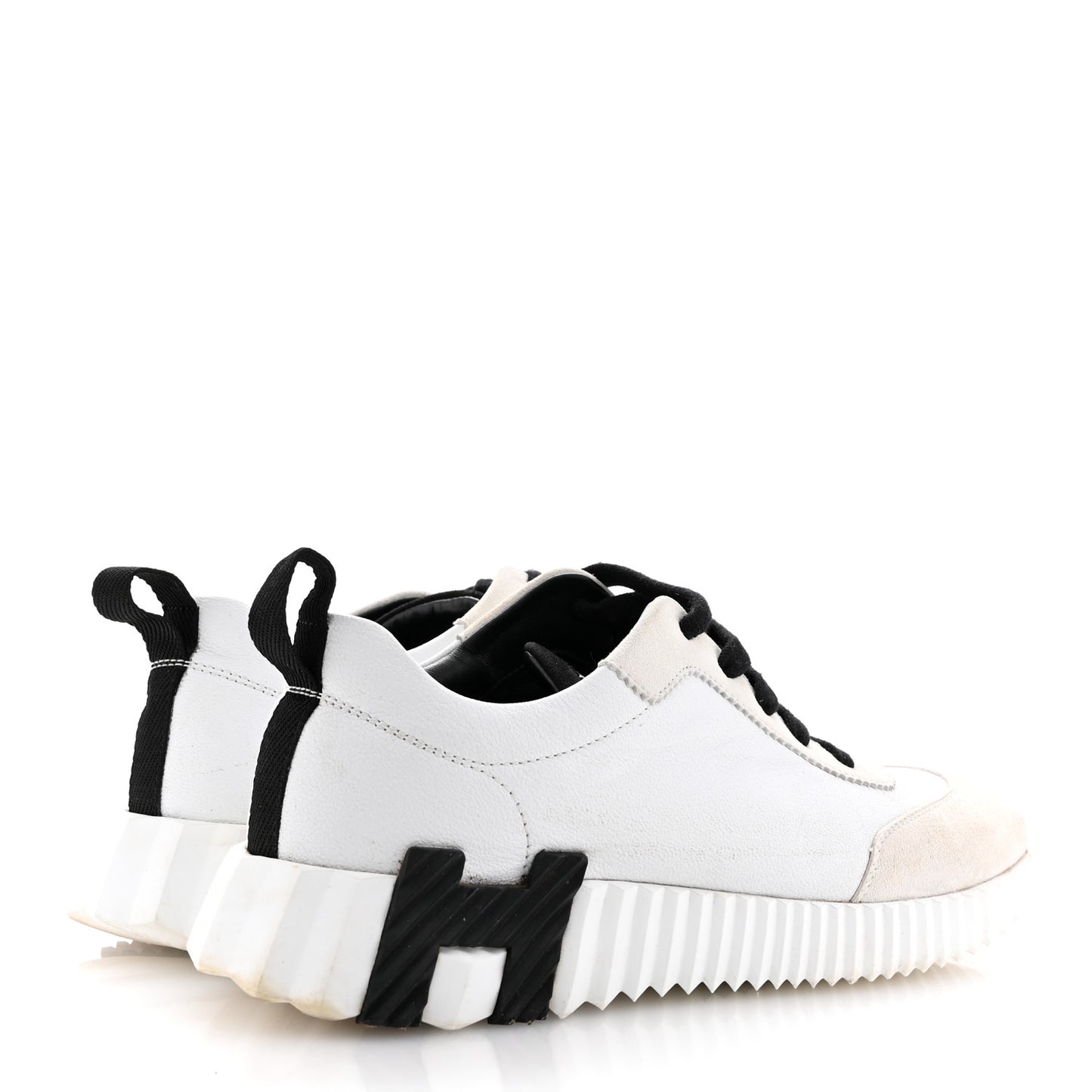 Goatskin Suede Goatskin Bouncing Sneakers White Black