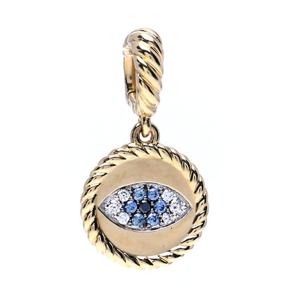 David Yurman 18K Yellow Gold Blue Sapphire Diamond Evil Eye Pendant 1 of 4