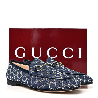 Gucci Denim Crystal GG Monogram Horsebit Womens Jordaan Loafers 38 Deep Blue Blue Milad 10 of 10