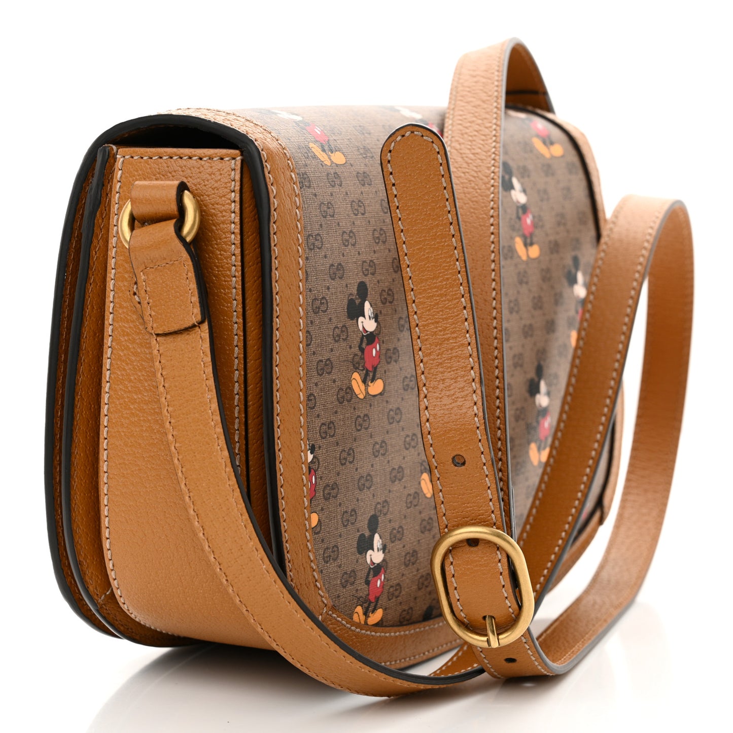 X DISNEY Mini Vintage GG Supreme Monogram Mickey Mouse Small Flap Messenger Bag Beige Vintage Sun Oil