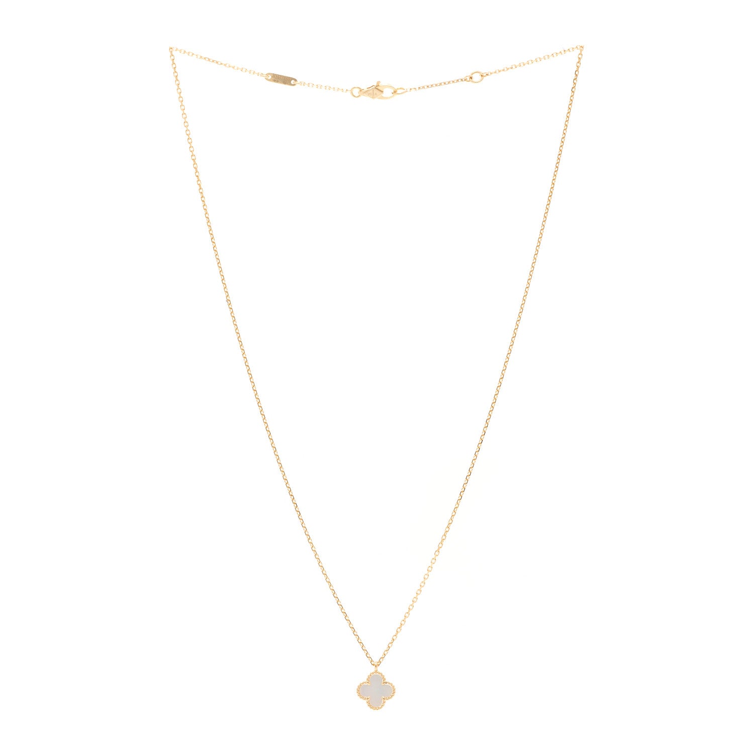 Van Cleef & Arpels 18K Yellow Gold Mother of Pearl Sweet Alhambra Pendant Necklace 3 of 5