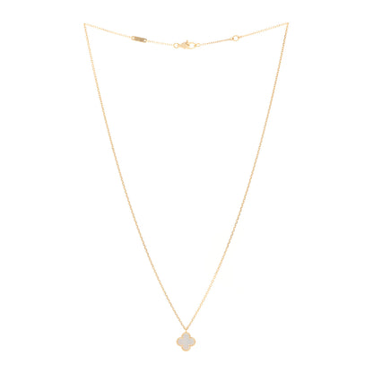 Van Cleef & Arpels 18K Yellow Gold Mother of Pearl Sweet Alhambra Pendant Necklace 3 of 5