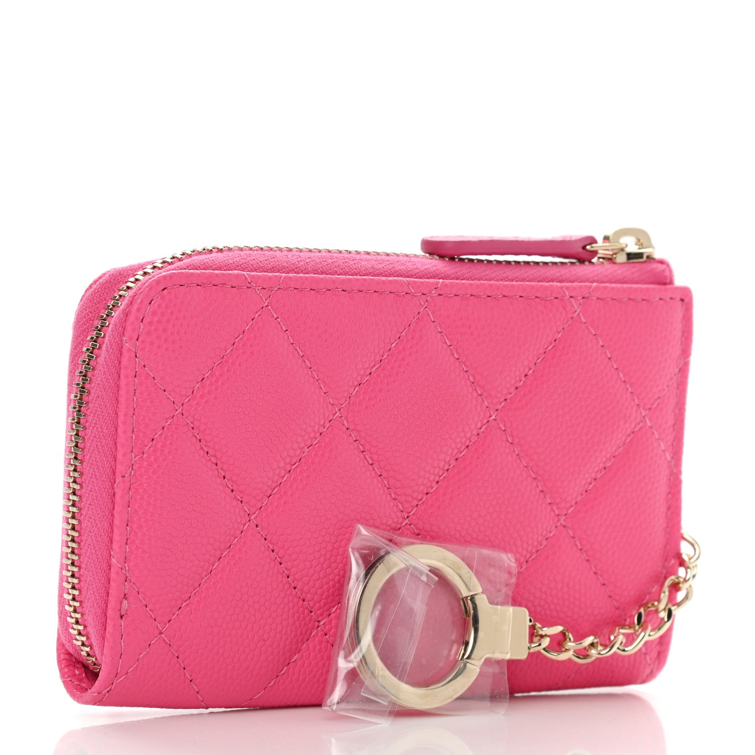 Chanel Caviar Quilted Zipped Key Holder Case Pink 3 of 7